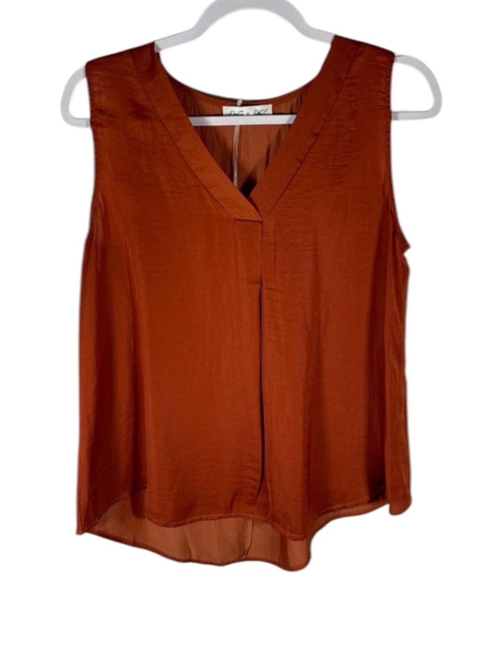 NWT She + Sky Washed Satin Blouse in Amber